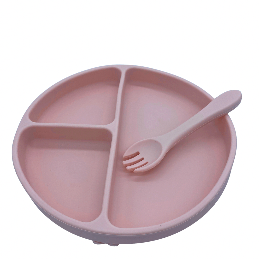Silicone Suction Divider Plate & Fork Set | BPA Free, Suction Base